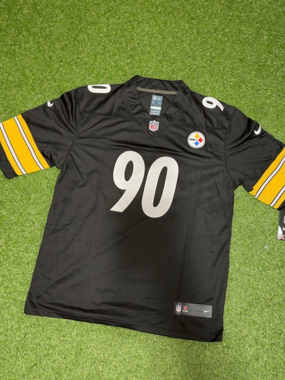 Nike Kids Black and Yellow Football Jersey #90
